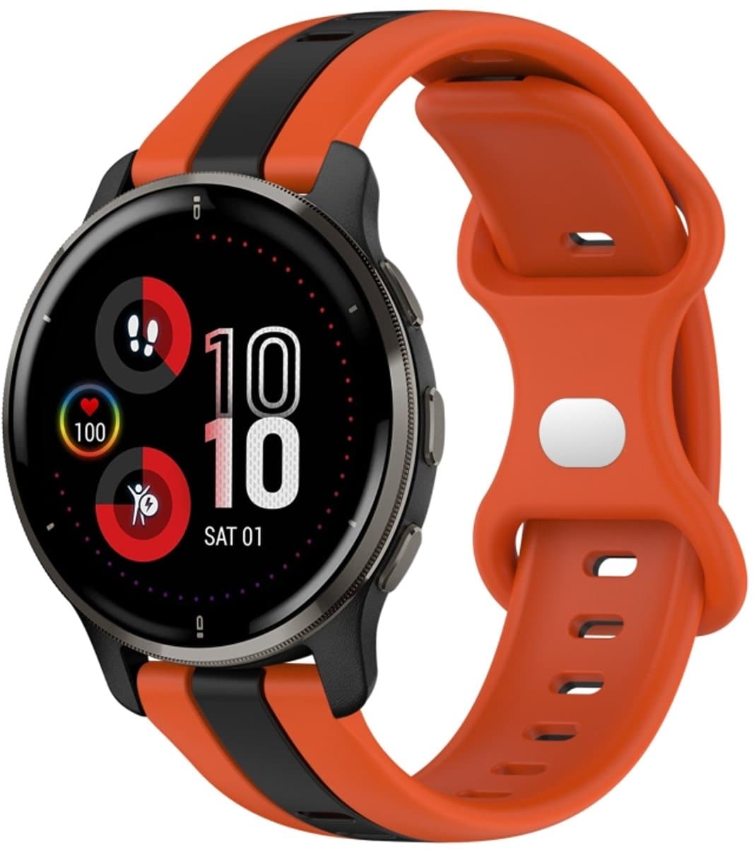 Voor Garmin Venu 2 Plus 20 mm vlindergesp tweekleurige siliconen horlogeband (oranje + zwart)