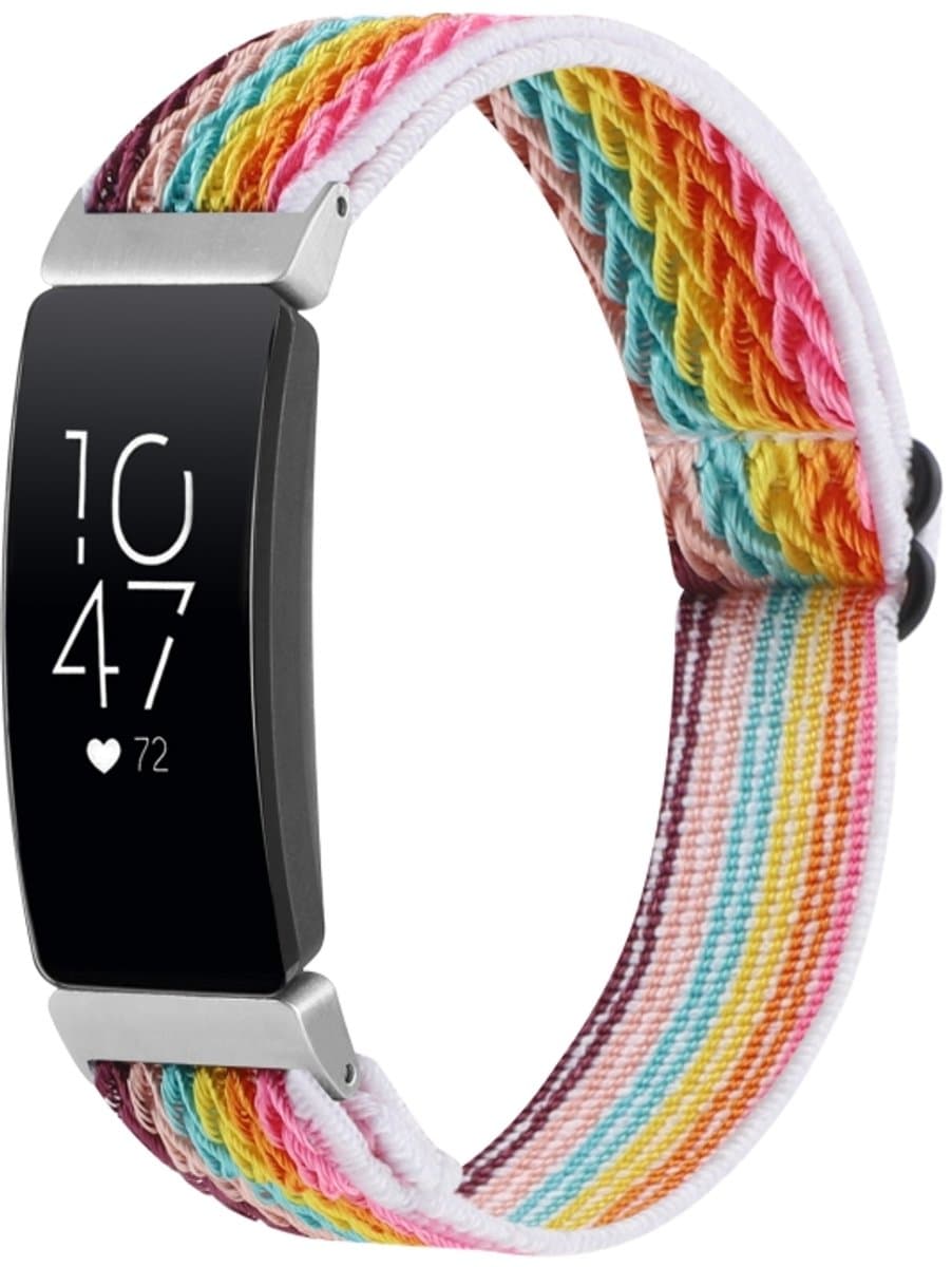 Voor Fitbit Inspire Buckle Wave gevlochten nylon horlogeband (regenboog)