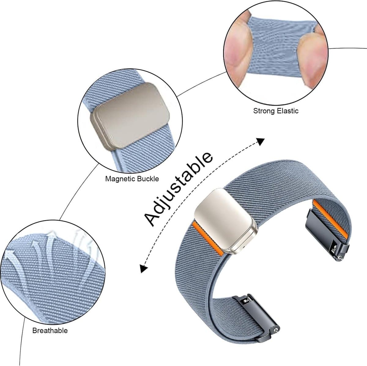 Elastische nylon horlogeband 18mm 19mm 20mm 22mm voor Garmin, Galaxy, Huawei en Coros met snelsluiting voor unisex gebruik