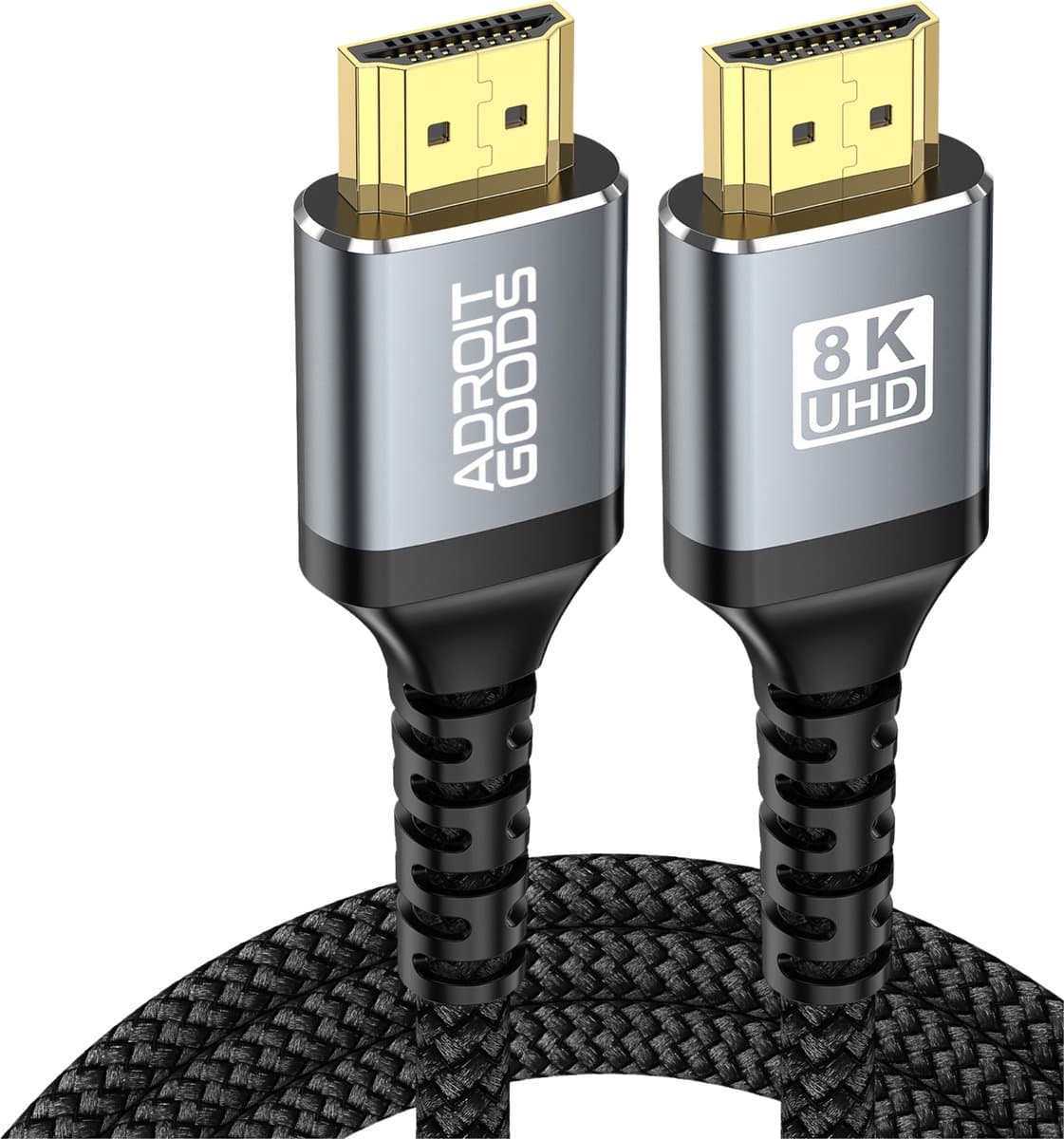 AdroitGoods Ultra High Speed HDMI 2.1 Kabel – 8K 60Hz, 4K 120Hz, 48Gbps, HDR & eARC – Premium Gevlochten HDMI Kabel voor TV, Gaming en Home Cinema - 0,5 m