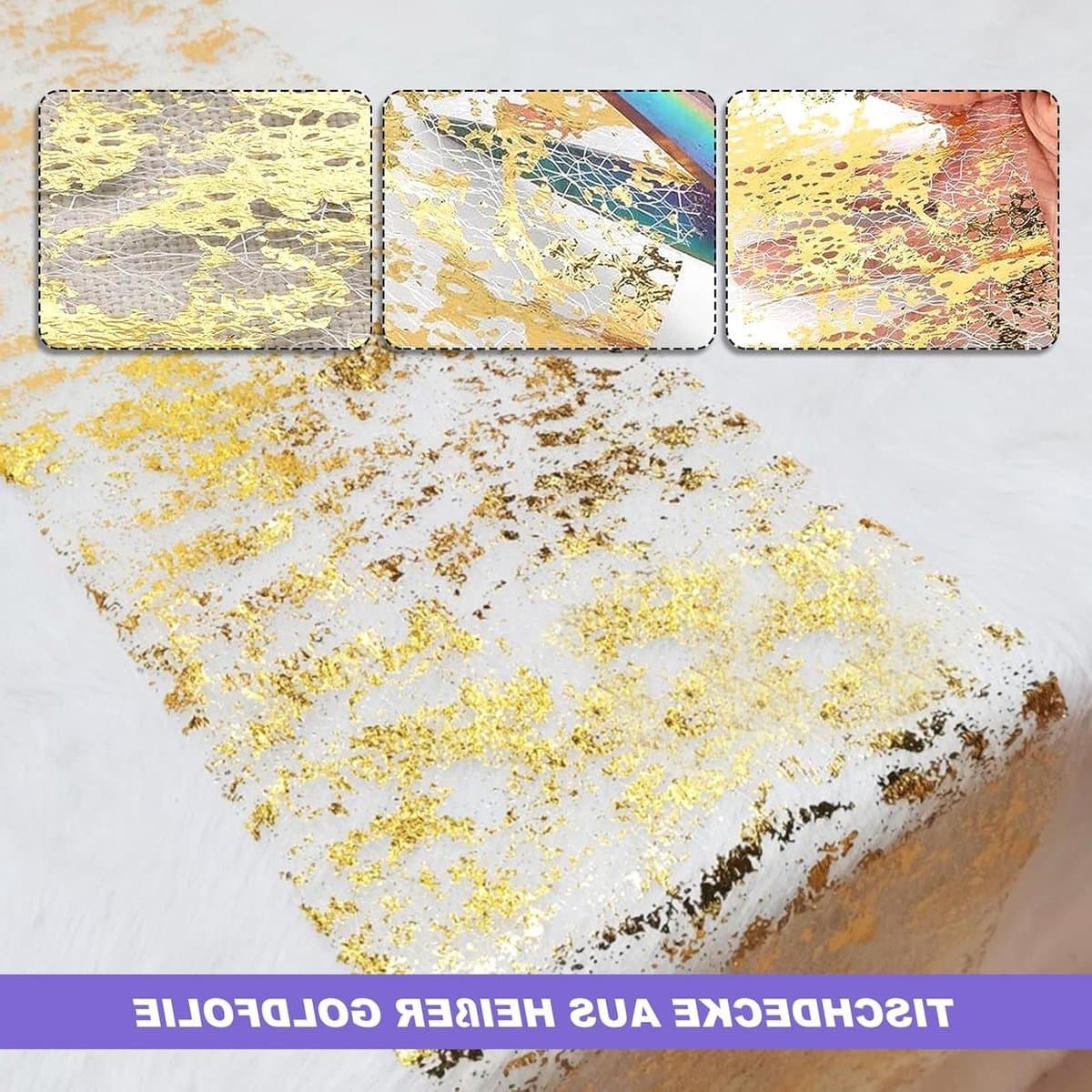 Gouden Tafelloper van 28 cm x 10 m, Metallic Tafeltape voor Bruiloften, Communie en Verjaardagsfeesten
