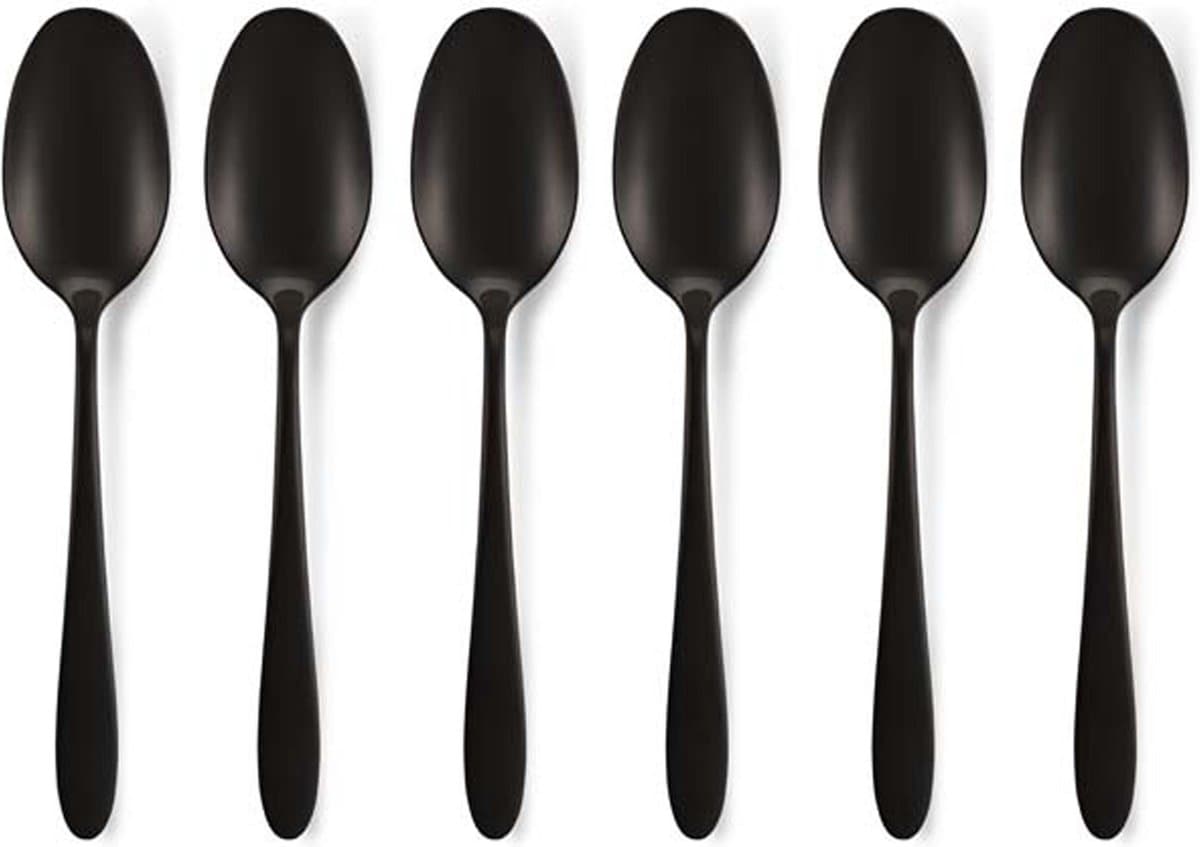 vtwonen - Basic - Set van 6 - Theelepels - Zwart - RVS