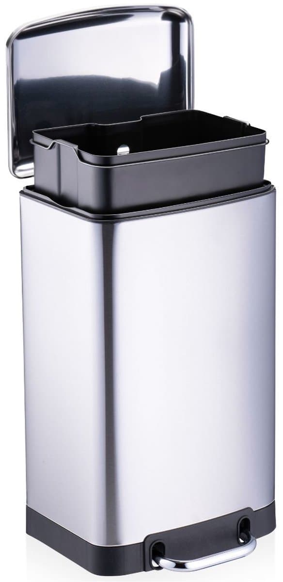 Dirt Devil Pedaalemmer 20L met Soft-Close Deksel - RVS Prullenbak met Pedaal - Uitneembare Binnenemmer - Geruisloos Sluitend Deksel - Afmetingen 30x29x52,5 cm - Kleur Zilver