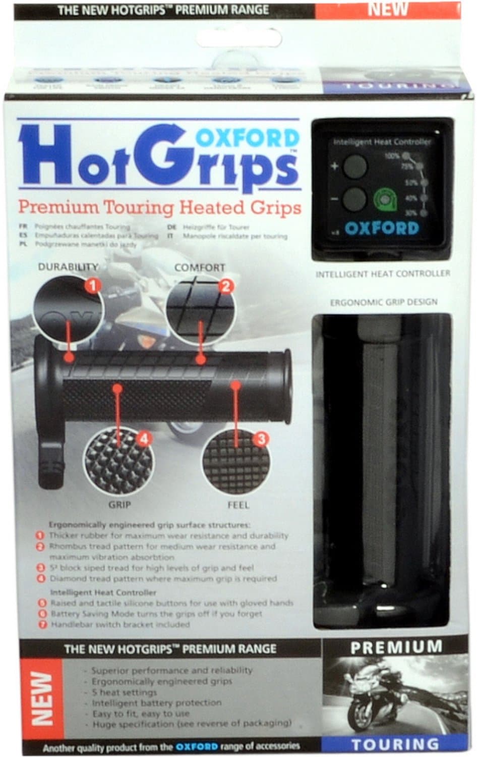Oxford Handvatverwarming - Hotgrips Touring - type OF691 - 5 standen regelbaar - warme handen op de motor - tot wel 45 graden