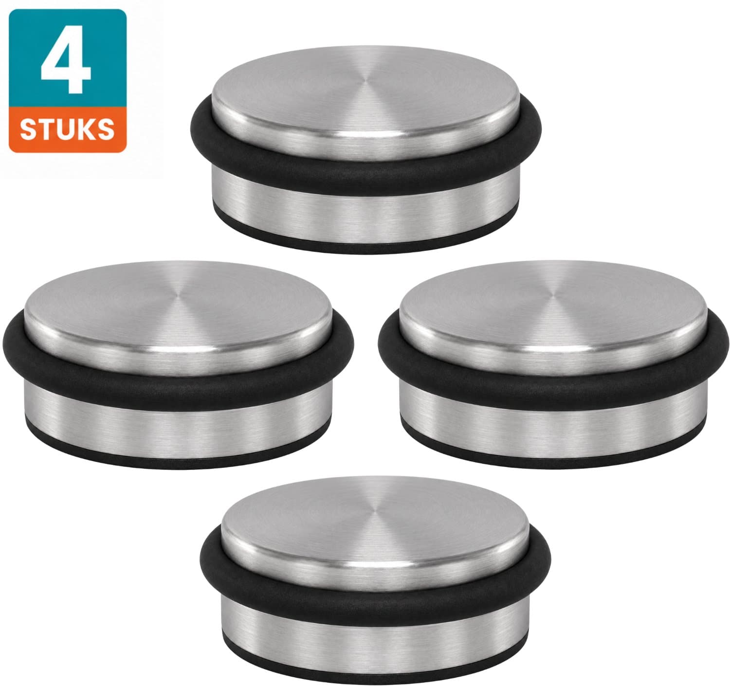 NORDIX Deurstop - 4 Stuks - Deurstopper - Deurstoppers voor Binnen - Deurbuffer - Deurvastzetter - Antislip - RVS - 10,5cm - ACERO