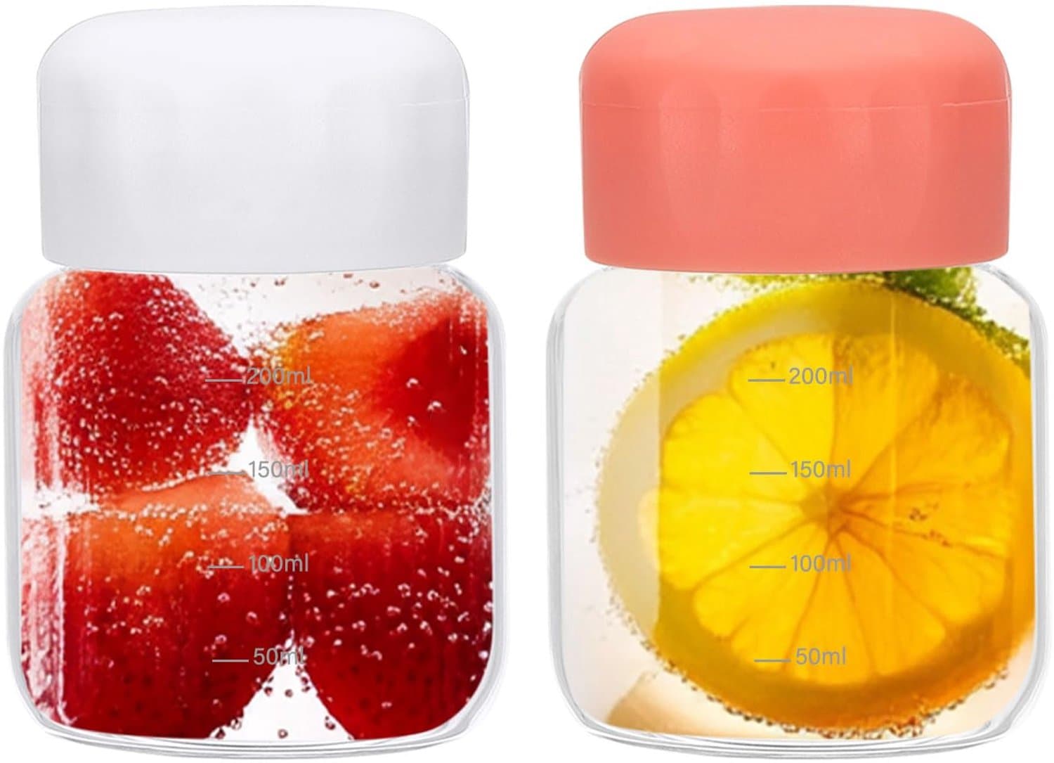 PATIKIL Kleine sapglazen flessen met deksels, 2 stuks 300 ml borosilicaatglas waterfles lekvrije schattige drinkflessen voor sapcentrifuge koelkast wa