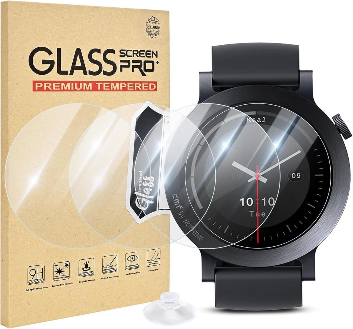 Set van 4 Schermbeschermers voor Smartwatch, 9H HD, Helder Gehard Glas, Krassenbestendig, Bubbelsvrij, Gevoelig Aanraakoppervlak voor Optimale Bescherming