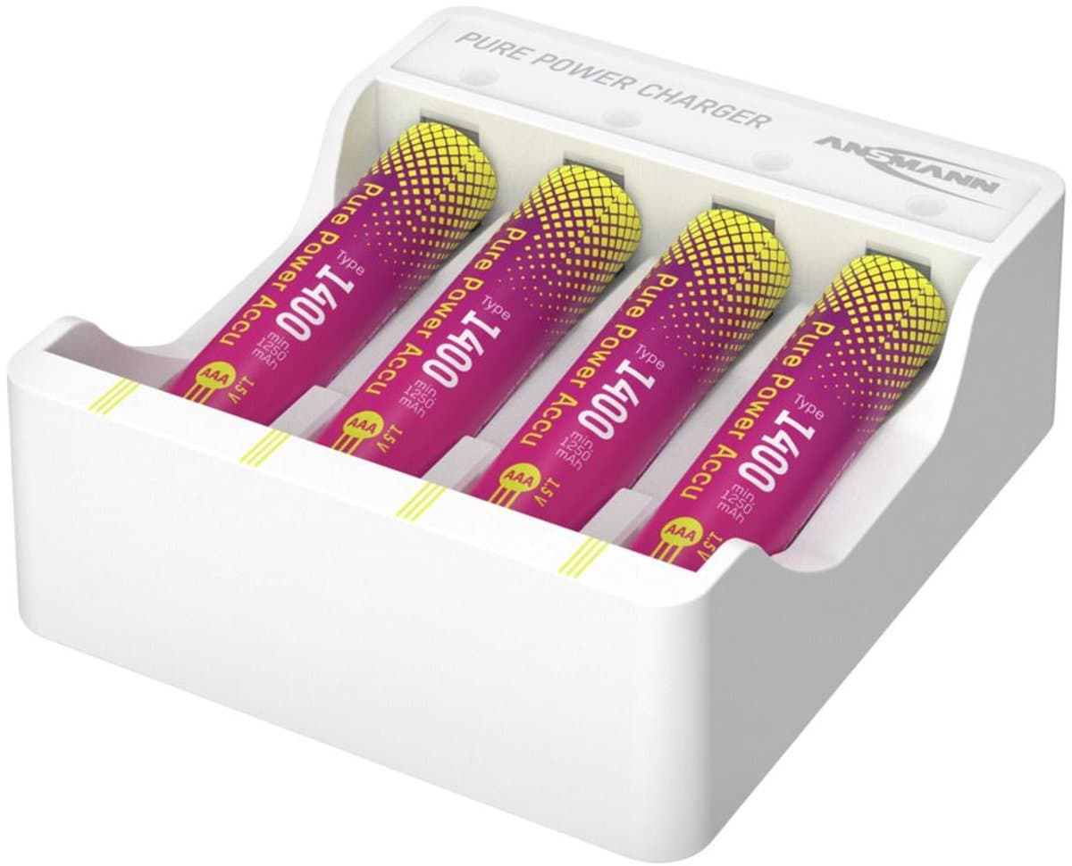 Ansmann Pure Power Set 4× Micro AAA Akkus und Lademodul Oplaadbare AAA batterij (potlood) Li-ion 1250 mAh 1.5 V 1 stuk(