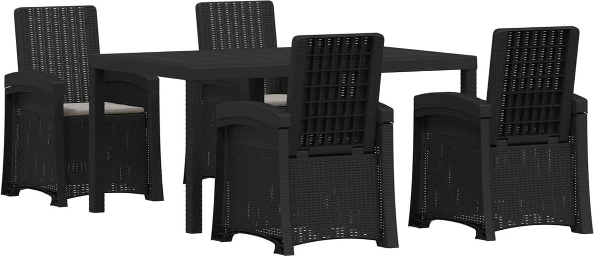 vidaXL - Tuin - Eettafel - Set - 5 - st - Anthraciet - en - Lichtgrijs - PP