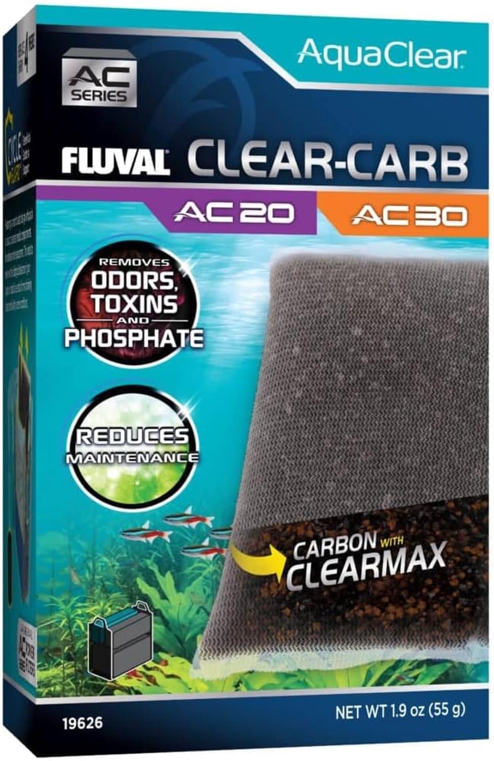 Fluval AquaClear AC20/30 Aquarium Koolstof Filter, 1 Pak