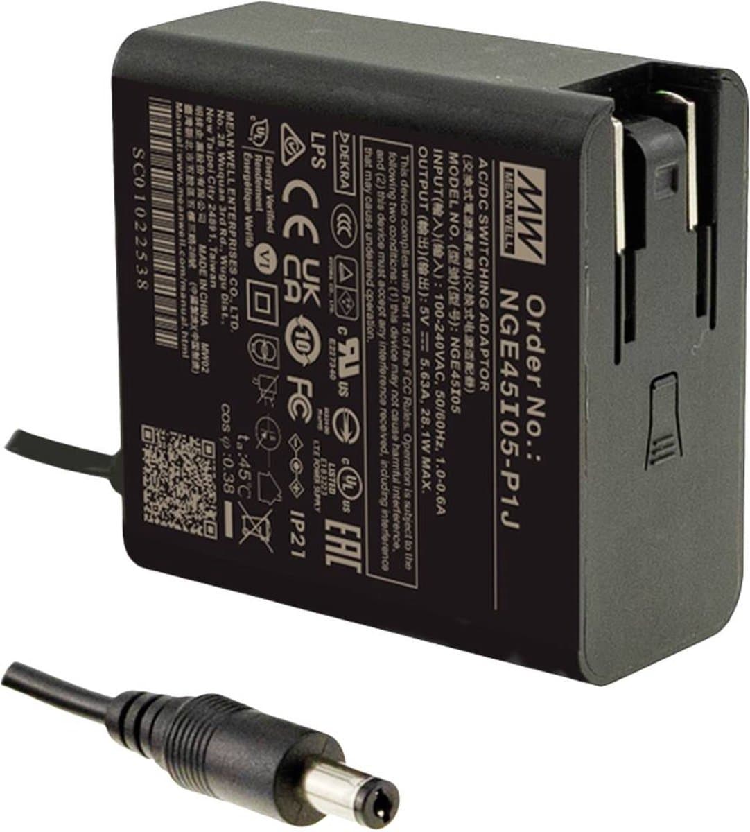 MW Mean Well NGE45I05-P1J Stekkernetvoeding, vaste spanning 28.1 W
