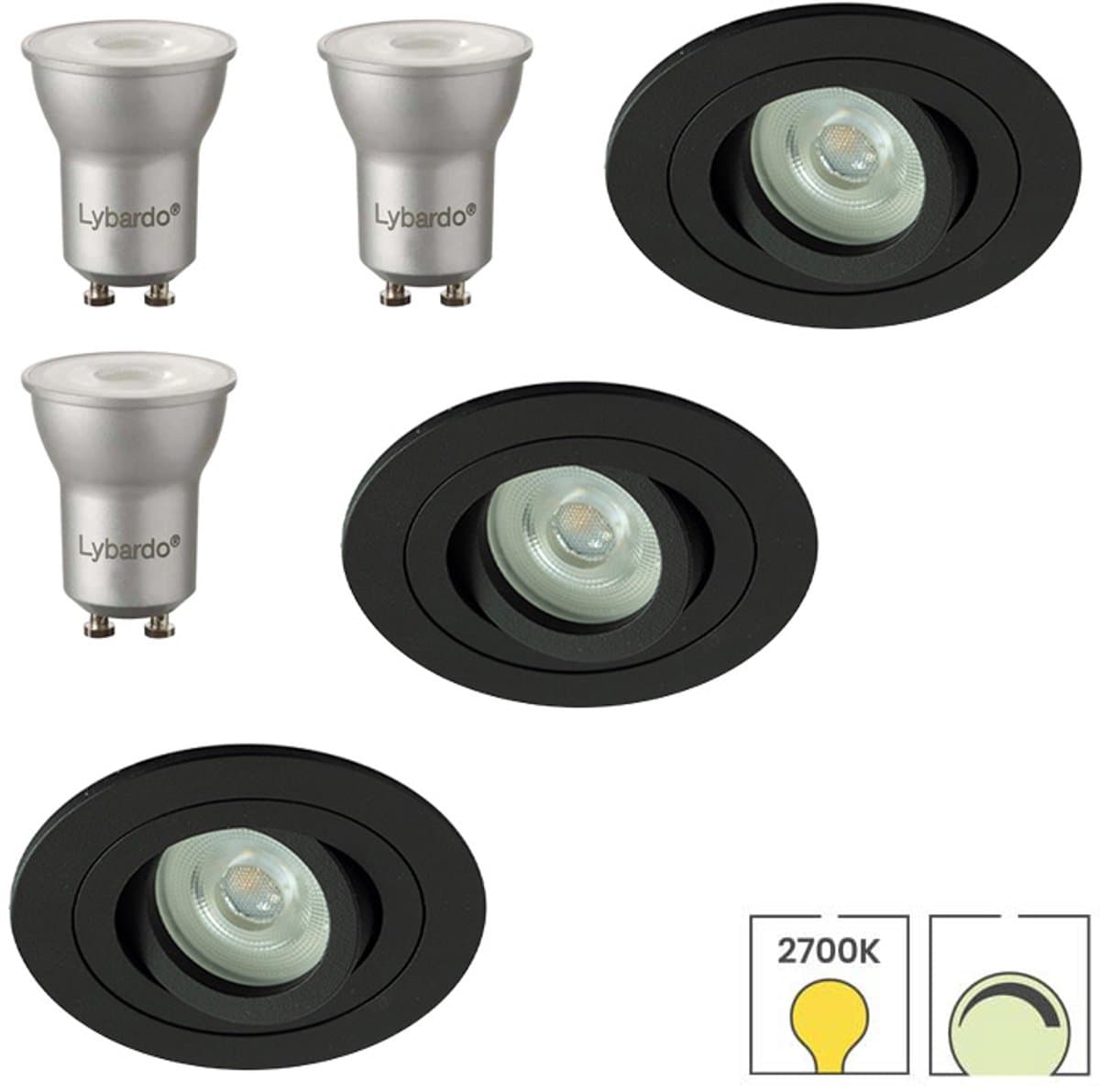 Lybardo - Inbouwspots - 8-pack - Spotjes Inbouw - Evia - Kantelbaar - Vierkant