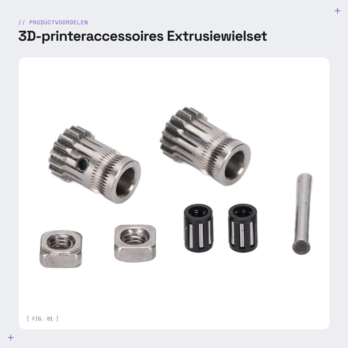 Dailygoods- Extrusiewielset Gehard Staal - Geschikt voor Prusa I3 - 7 Kleine Onderdelen - Duurzaam - Hoge Scherpte - Lange Levensduur - 3D-printer Onderdelen