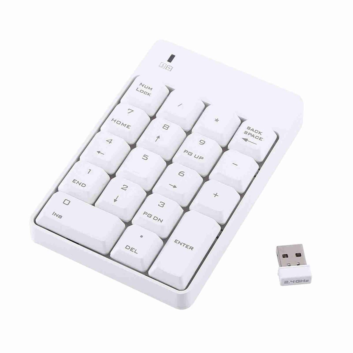 Dailygoody - Draadloos USB Numpad - Handig en Draagbaar - Wit - 18 Toetsen - Geschikt voor Laptop en Desktop - Eenvoudige Installatie