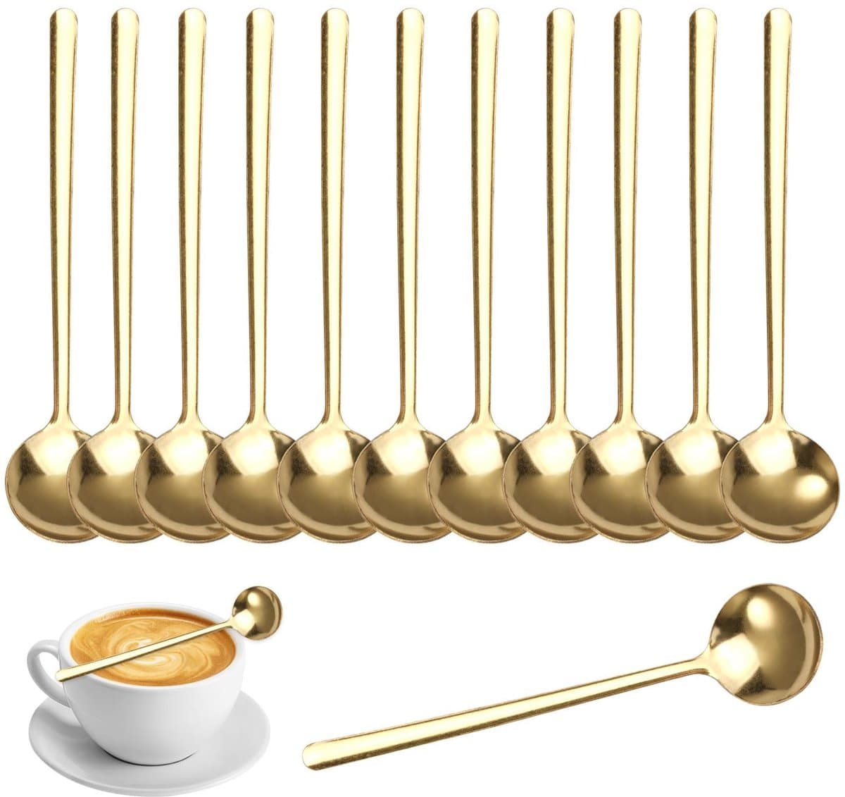 SPHProducts - Coffee spoon set - 12-delige set - Gouden lepelset - 13 cm - Vaatwasserbestendig - Perfect voor feestjes - Klassiek design
