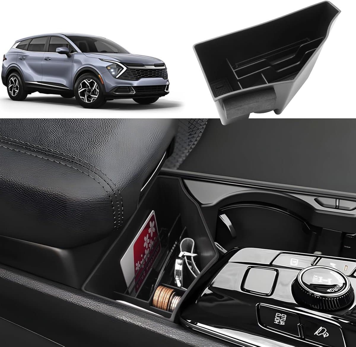 Center Console Opbergbak voor Kia Sportage NQ5 2022-2024, Accessoires voor Armsteun en Handschoenenvak, Organiser met Antislipmat en Ruimtebesparende Oplossing