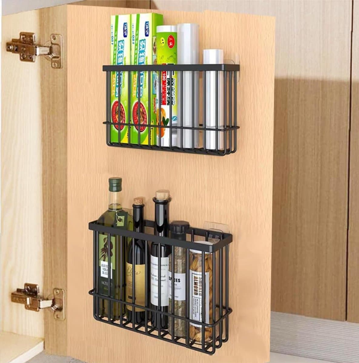 3 stuks opbergdozen voor keukendeur, zelfklevende wandopbergdoos, kast/badkamer/koelkast, verschillende voorwerpen