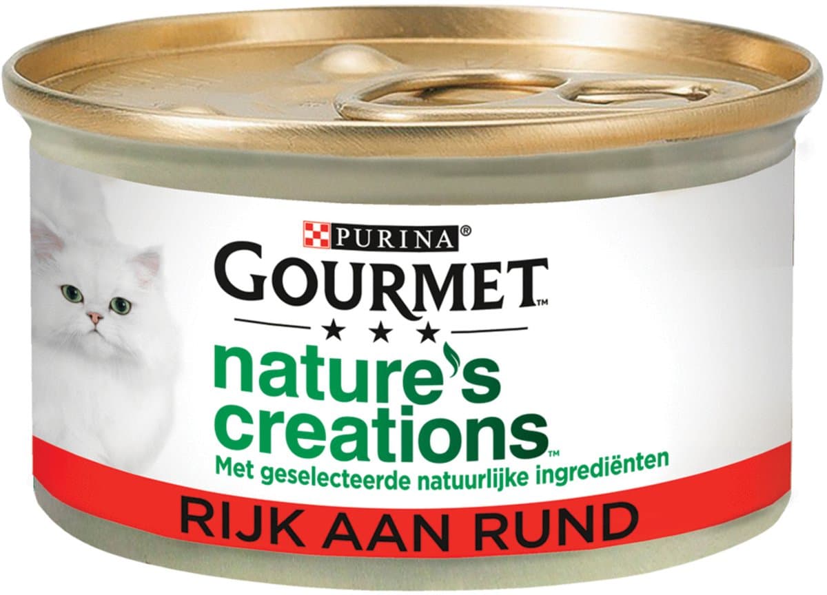 Gourmet Natuurlijke creatie rijk aan rund kattenvoer 85 g
