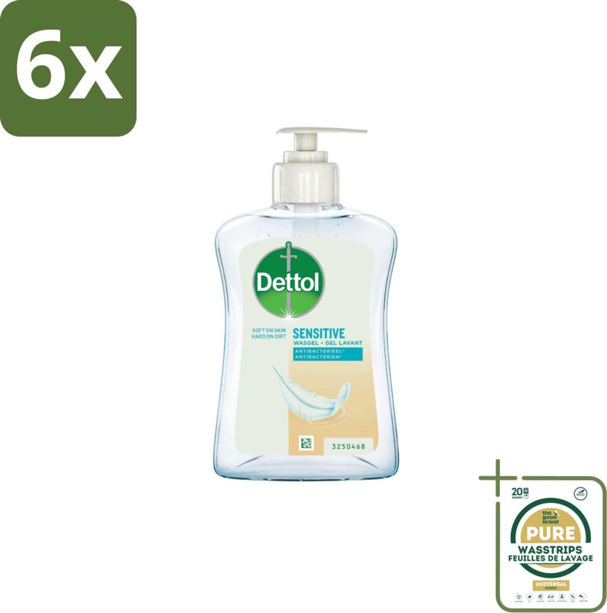 Dettol – Handzeep Gevoelige Huid – Mild & Verzorgend – 250 ml - Voordeelverpakking - 6 stuks - Antibacteriële handzeep - Glycerine