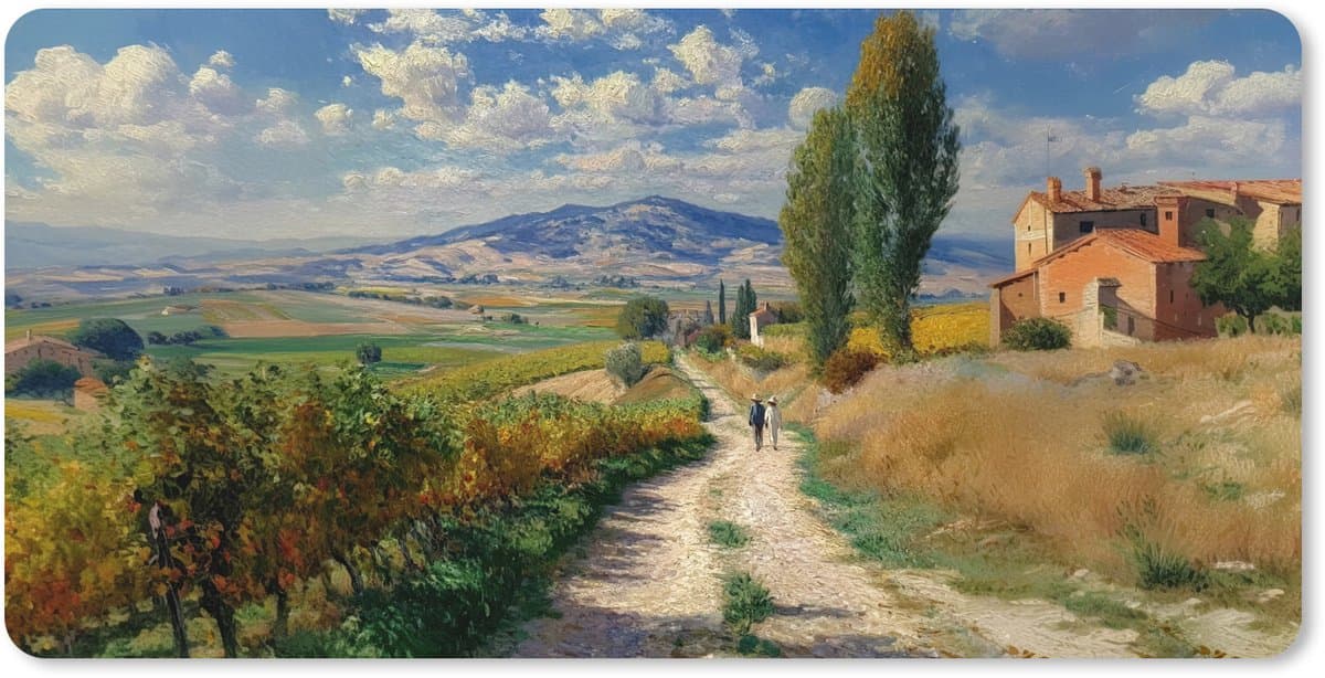 Muismat XXL 120x60 cm - Bureau onderlegger - Bureau mat Mensen - Wandelen - Zandpad - Velden - Bureaumat - Gaming mousepad xl - Bureaulegger groot - Computer deskmat