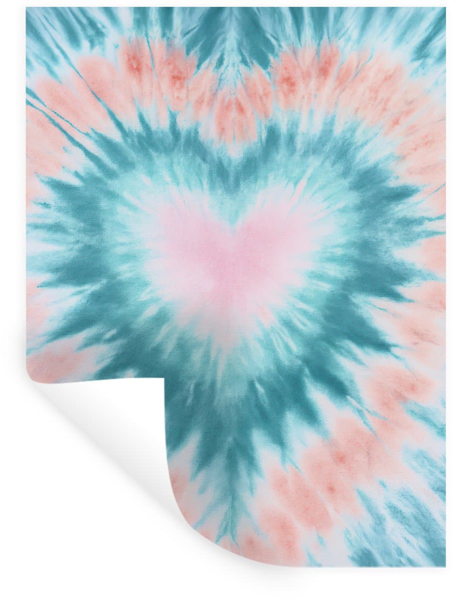 Muurstickers - Sticker Folie - Hartvormig - Tie dye - Pasteltinten - Lichtgroen - 90x120 cm - Plakfolie - Muurstickers Kinderkamer - Zelfklevend Behang - Zelfklevend behangpapier - Stickerfolie