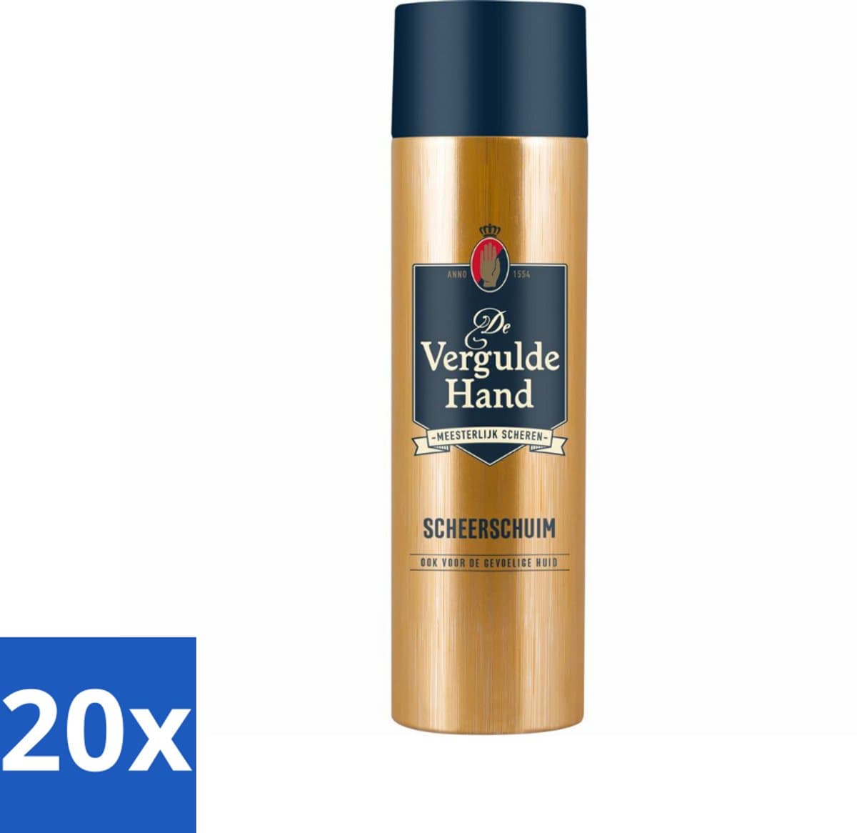 20 x Vergulde Hand Scheerschuim 250 ml - Scheerschuim - Authentieke Scheerbeleving - Glad Scheerresultaat - Huidbescherming - Gevoelige Huid