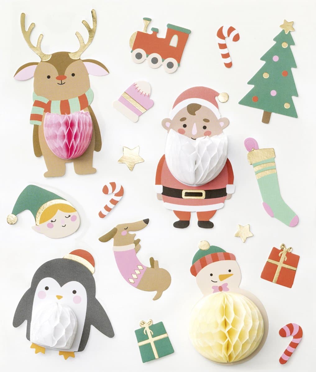 Kerststickers met honingraatvorm