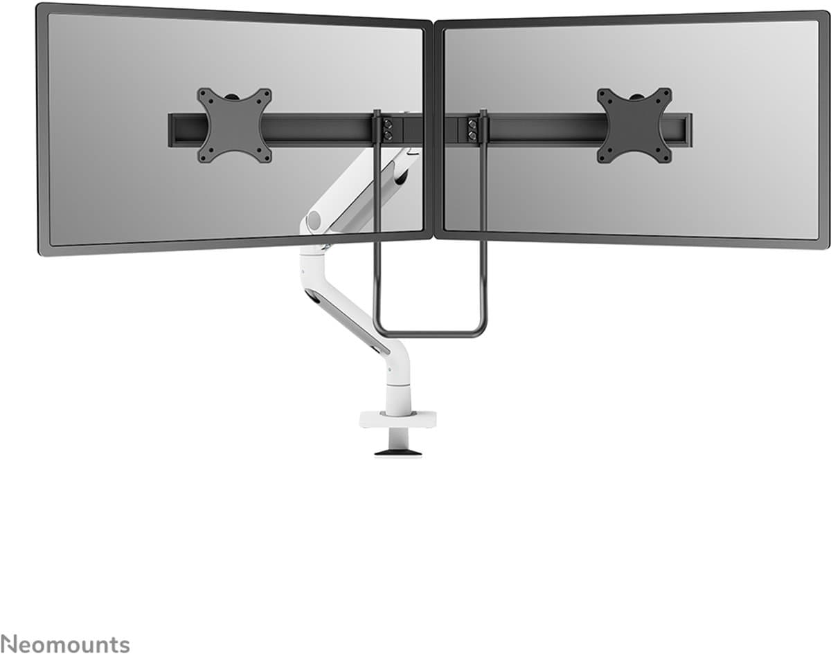 Neomounts NEXT One DS75S-950WH2 Crossbar monitorarm 2 schermen - 17-32" - 1-8 kg/scherm - gasveer - 180°-stop - Topfix - Easy Install-model - 100% plasticvrije verpakking - wit