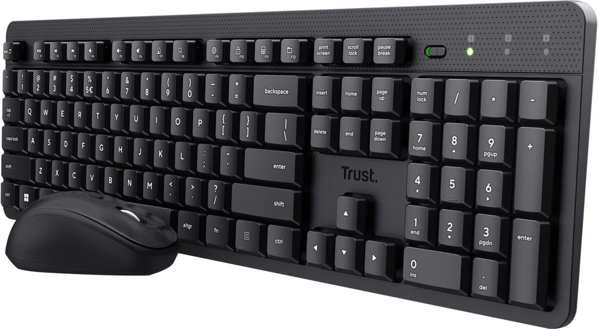 Trust ODY V2 - Draadloos Toetsenbord en Muis - Stil - Qwerty - Zwart