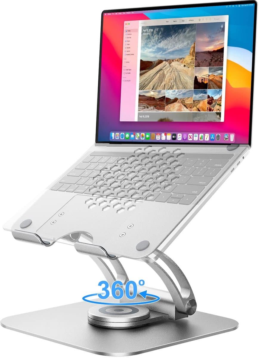 Stunq® Laptopverhoger met Verstelbare Hoogte en 360° Draaibare Basis voor Ergonomisch Werkcomfort