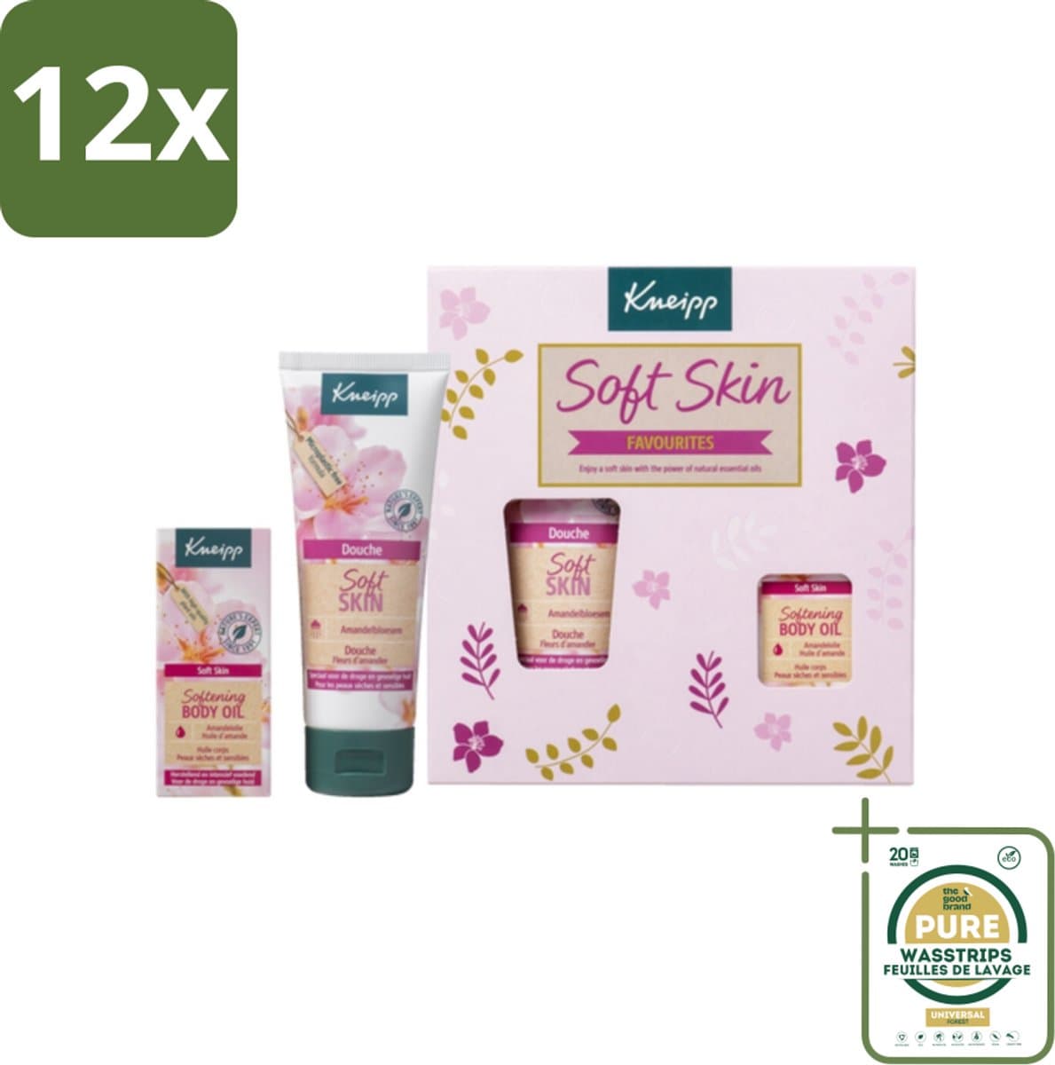 Kneipp - Soft Skin Favourites Geschenkset - Amandelbloesem - Voordeelverpakking - 12 stuks - Verzorging - Amandelbloesem
