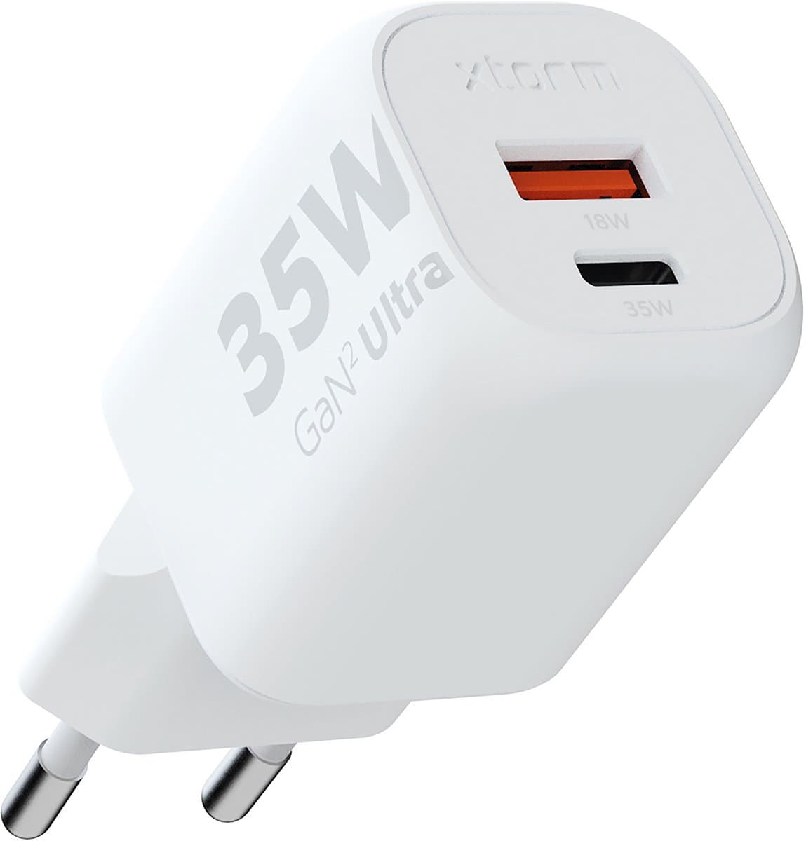Universele Oplader - Xtorm GAN2 Ultra 35W Adapter - Snellader met Dubbele Poorten USB-C / USB-A - Charger - Power Delivery - Geschikt voor Telefoon/Tablet/Ipad - Wit