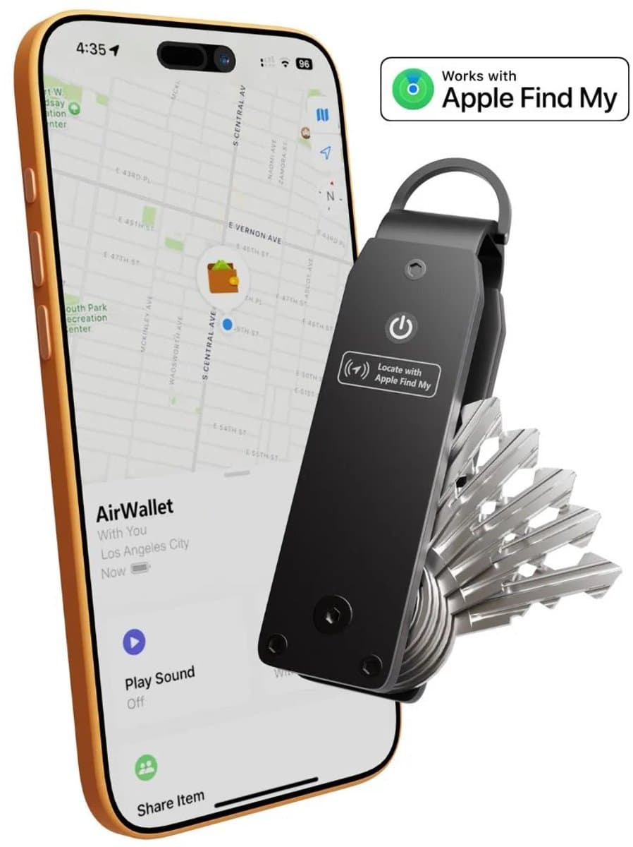 Locatie Tracker - Sleutelhouder – Key Organizer – Aluminium – Werkt met Apple Find My – Bluetooth GPS tracker zonder abonnement - Vervangbare Batterij – Robuust voor Max. 5/6 Sleutels – Inclusief Bevestigingsclip & Minischroevendraaier