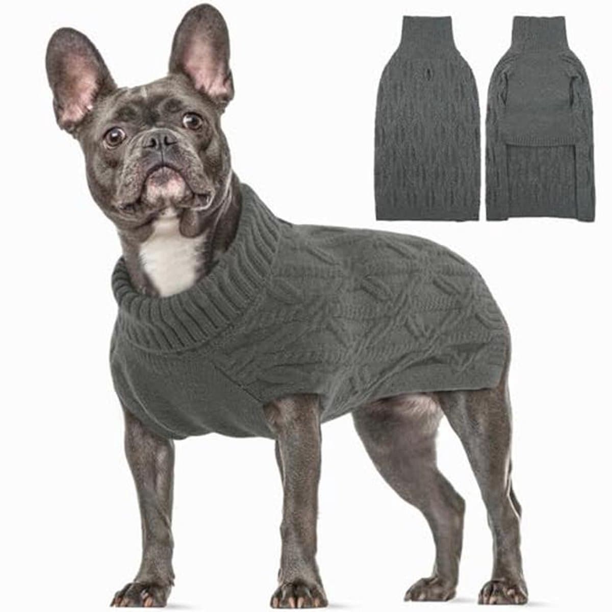 Warme hondentrui voor middelgrote honden - Gebreide kerstoutfit in grijs