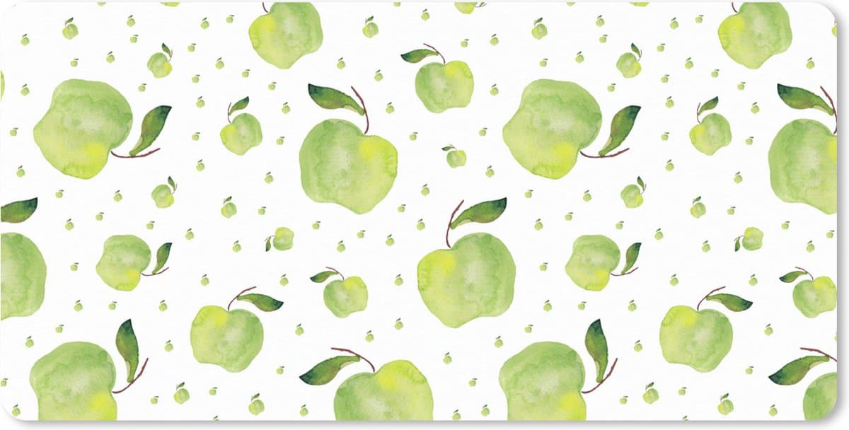 Muismat XXL 120x60 cm - Bureau onderlegger - Bureau mat Appels - Groen - Sjablonen - Bureaumat - Gaming mousepad xl - Bureaulegger groot - Computer deskmat