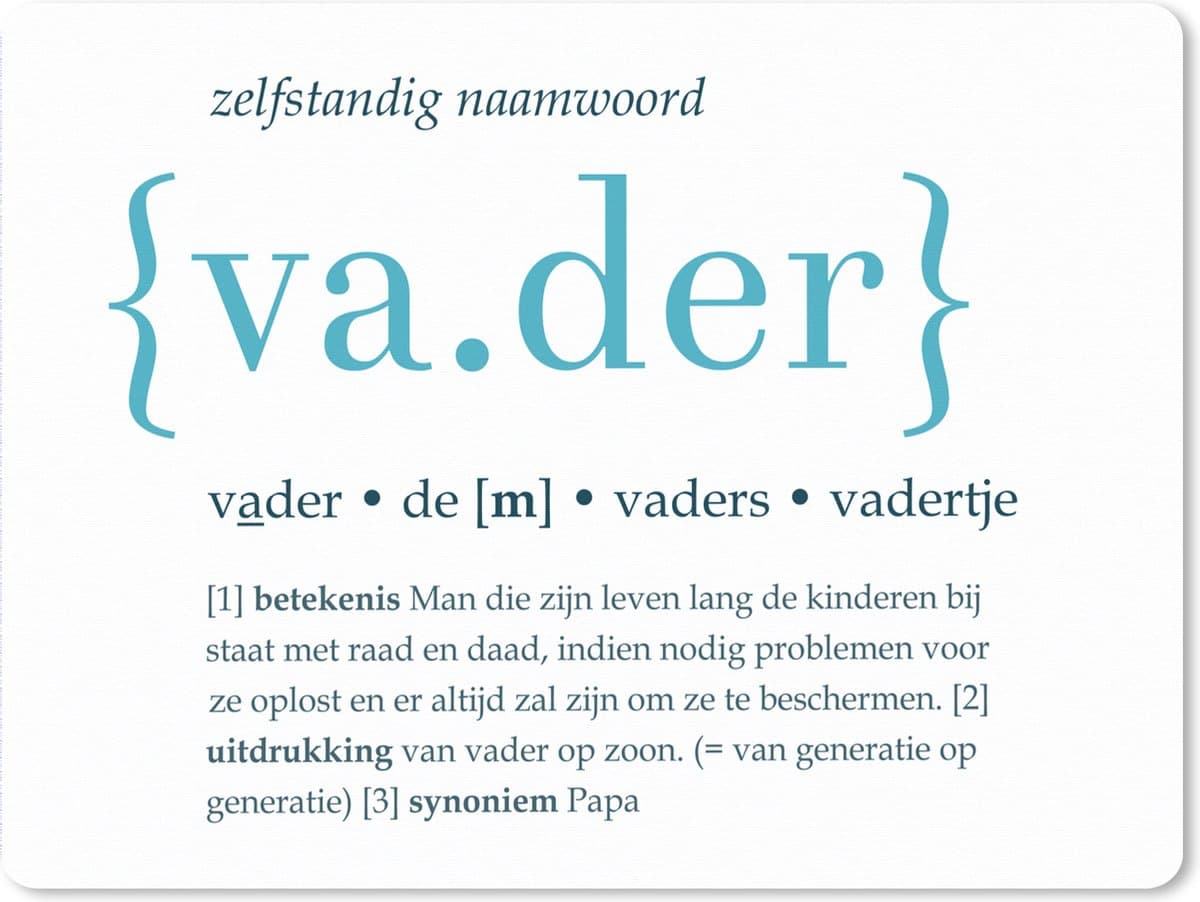 Muismat XXL 80x60 cm - Bureau onderlegger - Bureau mat Quotes - Vader definitie - Spreuken - Woordenboek - Bureaumat - Gaming mousepad xl - Bureaulegger groot - Computer deskmat