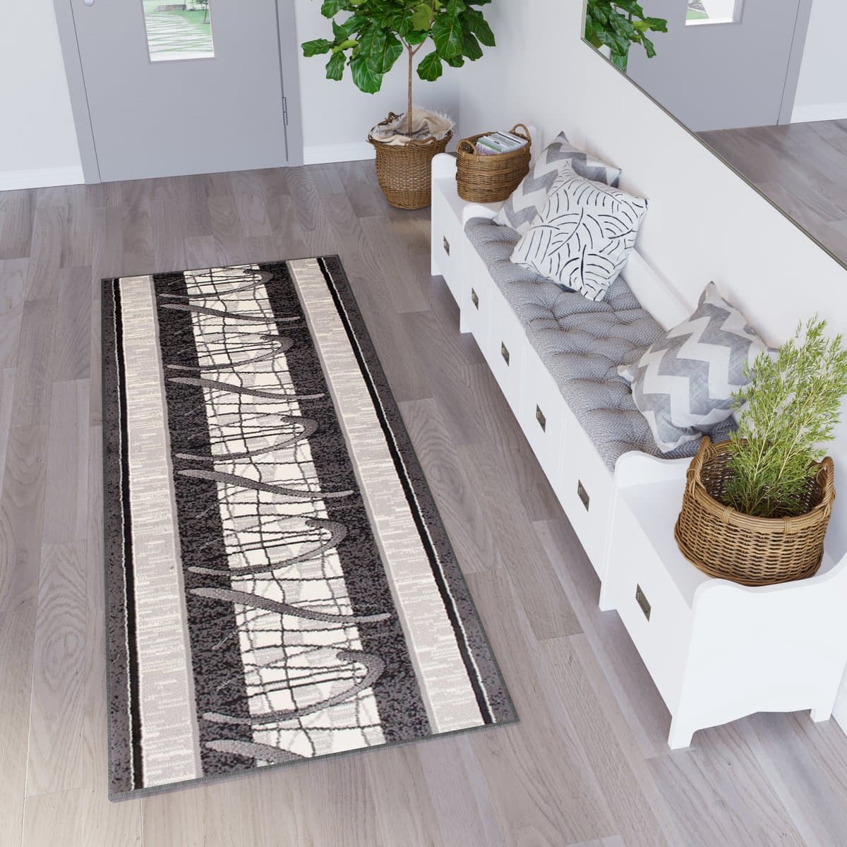 Tapiso Dream Loper Grijs Tapijt Gangloper Vloerkleed Maat- 120x350