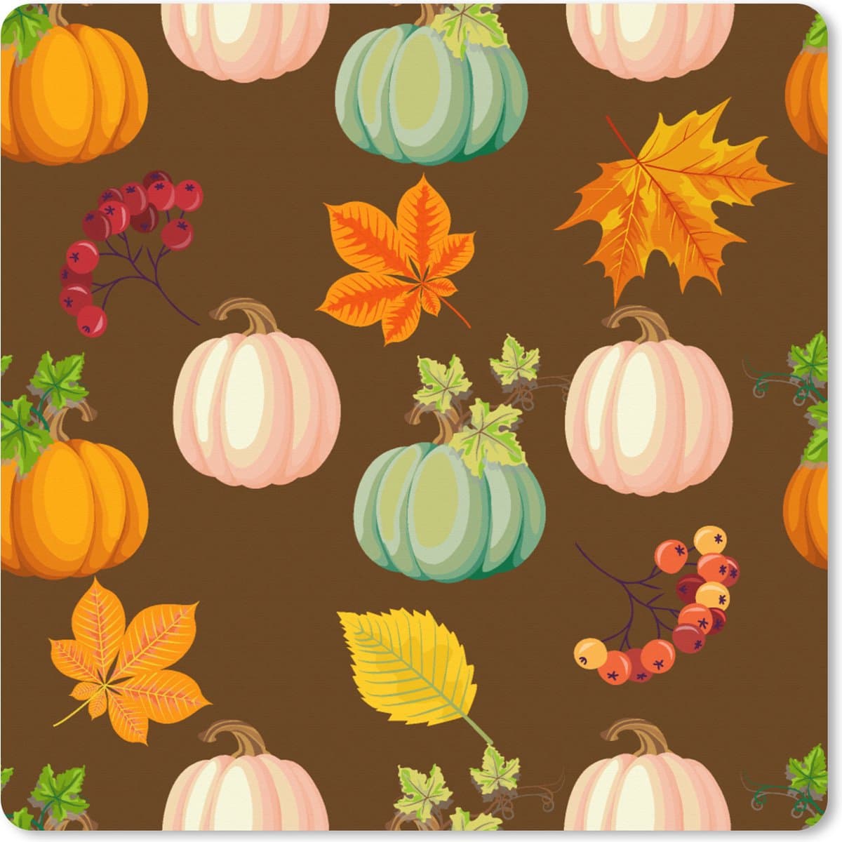 Muismat XXL 80x80 cm - Bureau onderlegger - Bureau mat Herfst - Pompoenen - Patronen - Bureaumat - Gaming mousepad xl - Bureaulegger groot - Computer deskmat