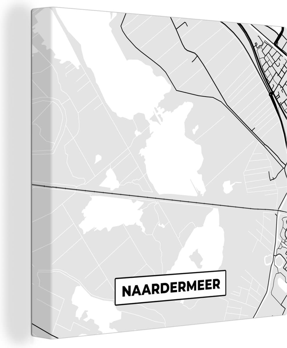Canvas Schilderij Naardermeer - Kaart - Plattegrond - Stadskaart - Nederland - 20x20 cm - Wanddecoratie