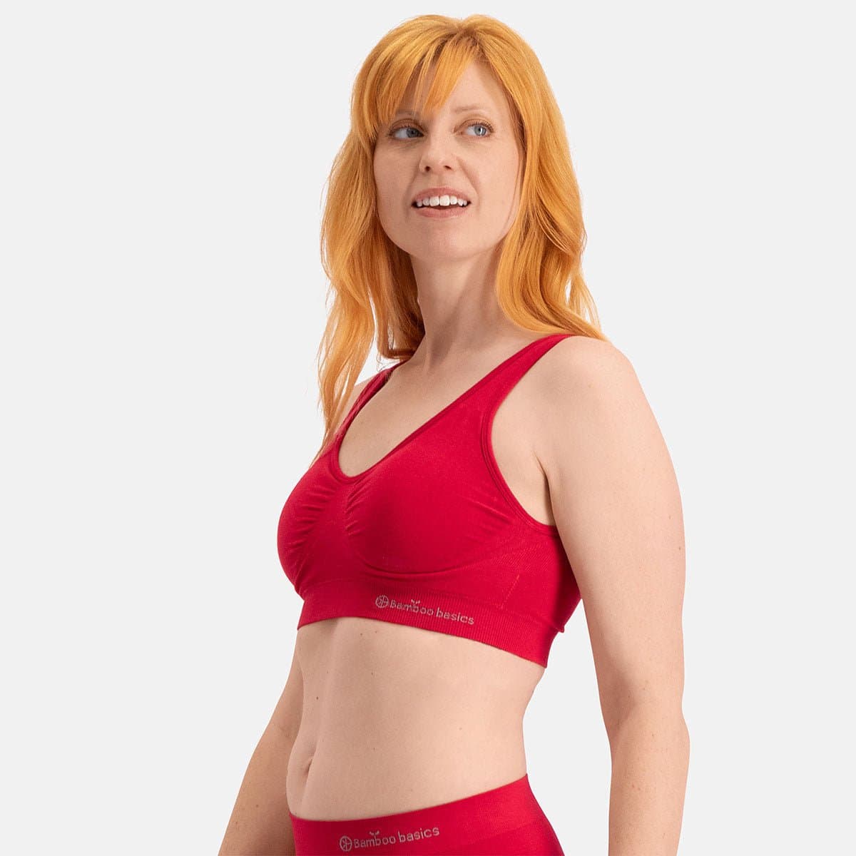 Bamboo Basics Rode Naadloze BH Zonder Beugel Fleur - Maat XXL - Comfort BH - Bralette Dames - Bamboe Ondergoed Dames