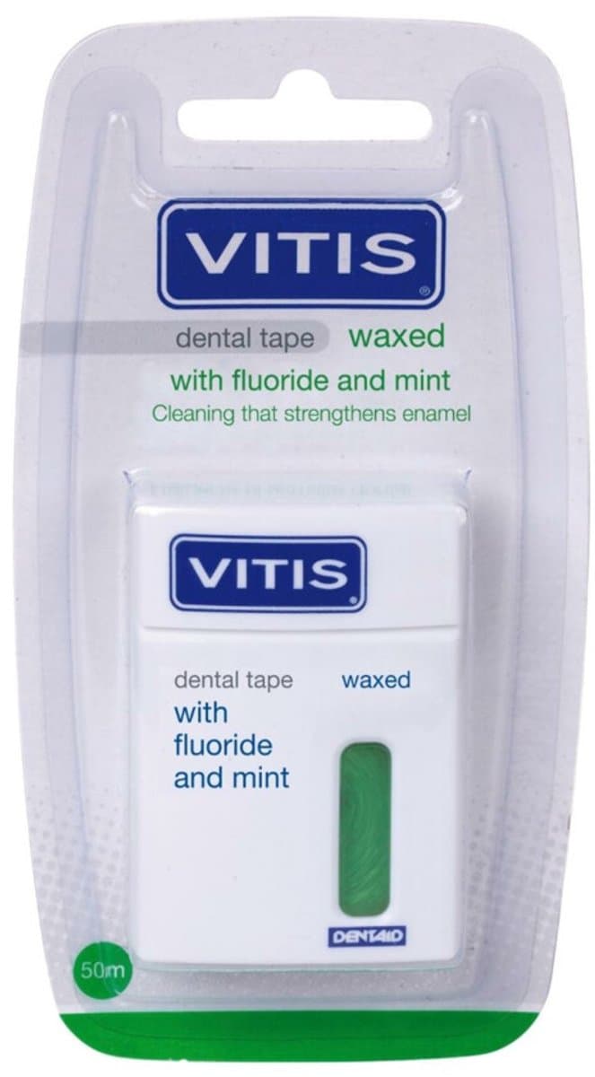 Vitis Waxed Dental Tape Fluoride & Mint - 2 x 50 meter - Voordeelverpakking