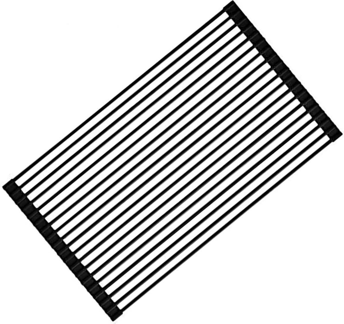 Bradey Oprolbaar Afdruiprek - Afdruiprooster - Rolmat - Hittebestendig - Zwart RVS - 43 x 33 cm