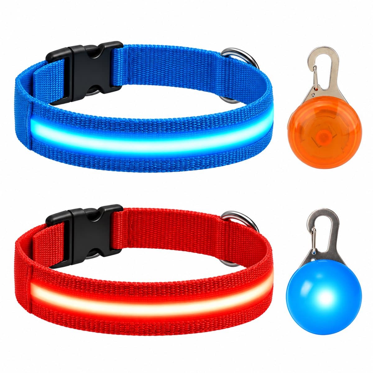 Professor Q LED Halsband Set - Blauw/Rood L - 2 Lampjes