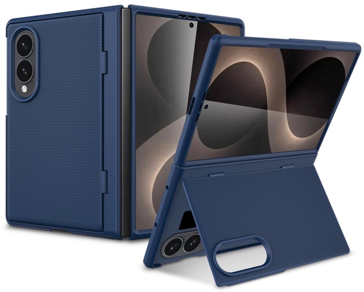 Cityhoesje - 360° Leather Texture Kickstand Case voor Samsung Z Fold 8 – MagSafe- Blauw