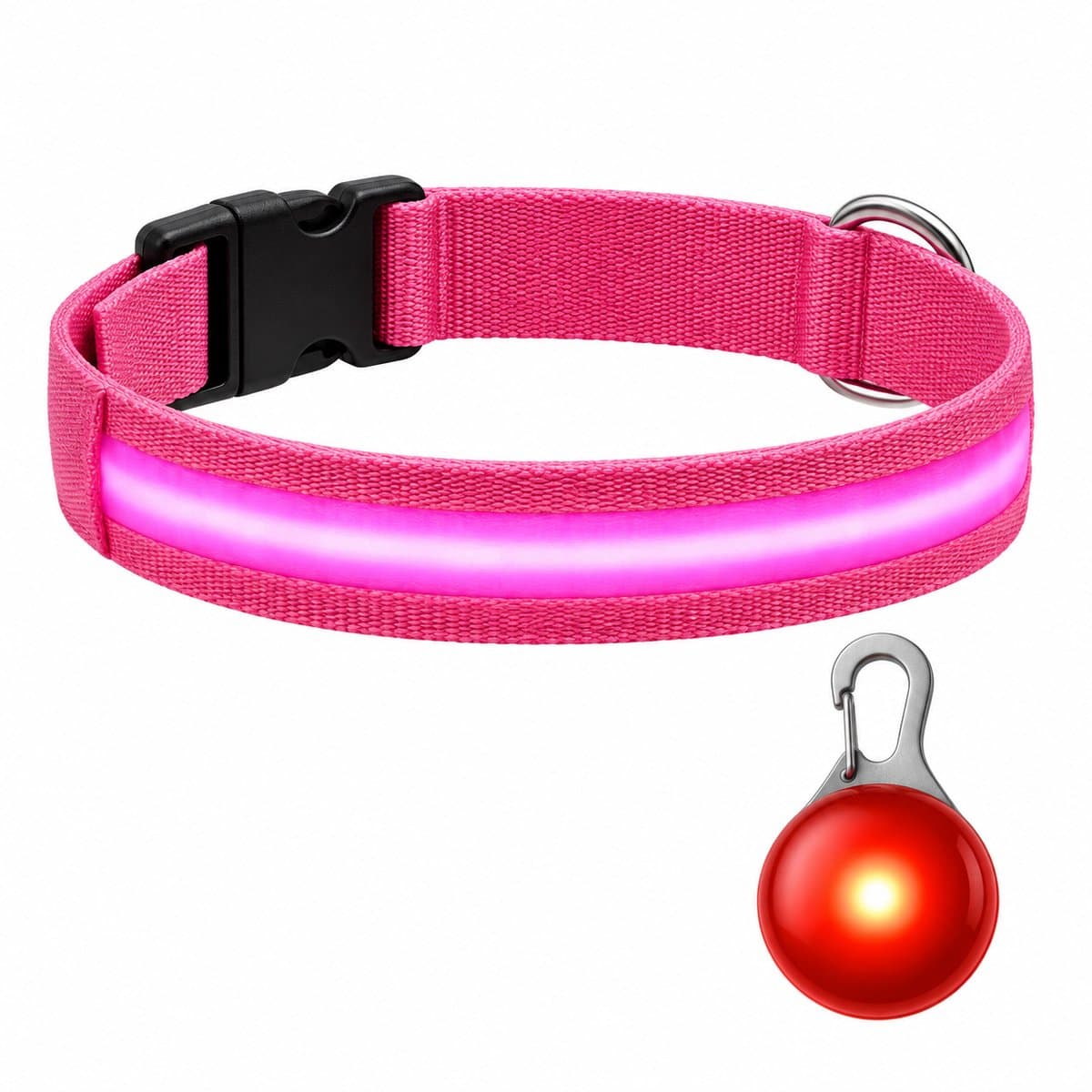 Professor Q LED Halsband Roze M - Met LED Lampje Rood