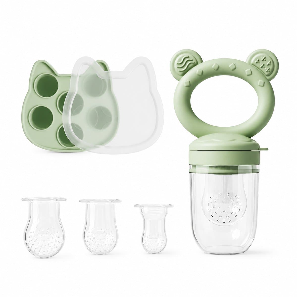 Namajunas - 2 stuks Baby Fruitspeen - Ijsblokjesvorm met deksel - Baby Speen met Bijtring - Babyvoeding bewaarbakjes - Vriezer bakjes - 100% Siliconen - 3 Speenmaten S/M/L - BPA-vrij - 5+ maanden - Geschikt voor vaatwassers