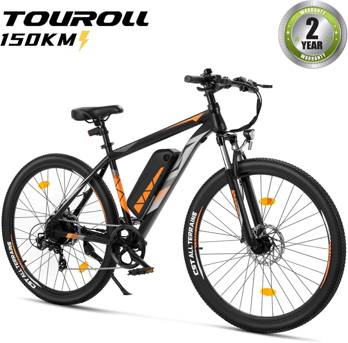 Touroll U2 Pro Elektrische Fiets 250W - 150km Bereik - 48V 15Ah Batterij - 29" Banden - Shimano 8 Versnellingen - Hydraulische Schijfremmen - 80mm Vering - LED Display - Zwart