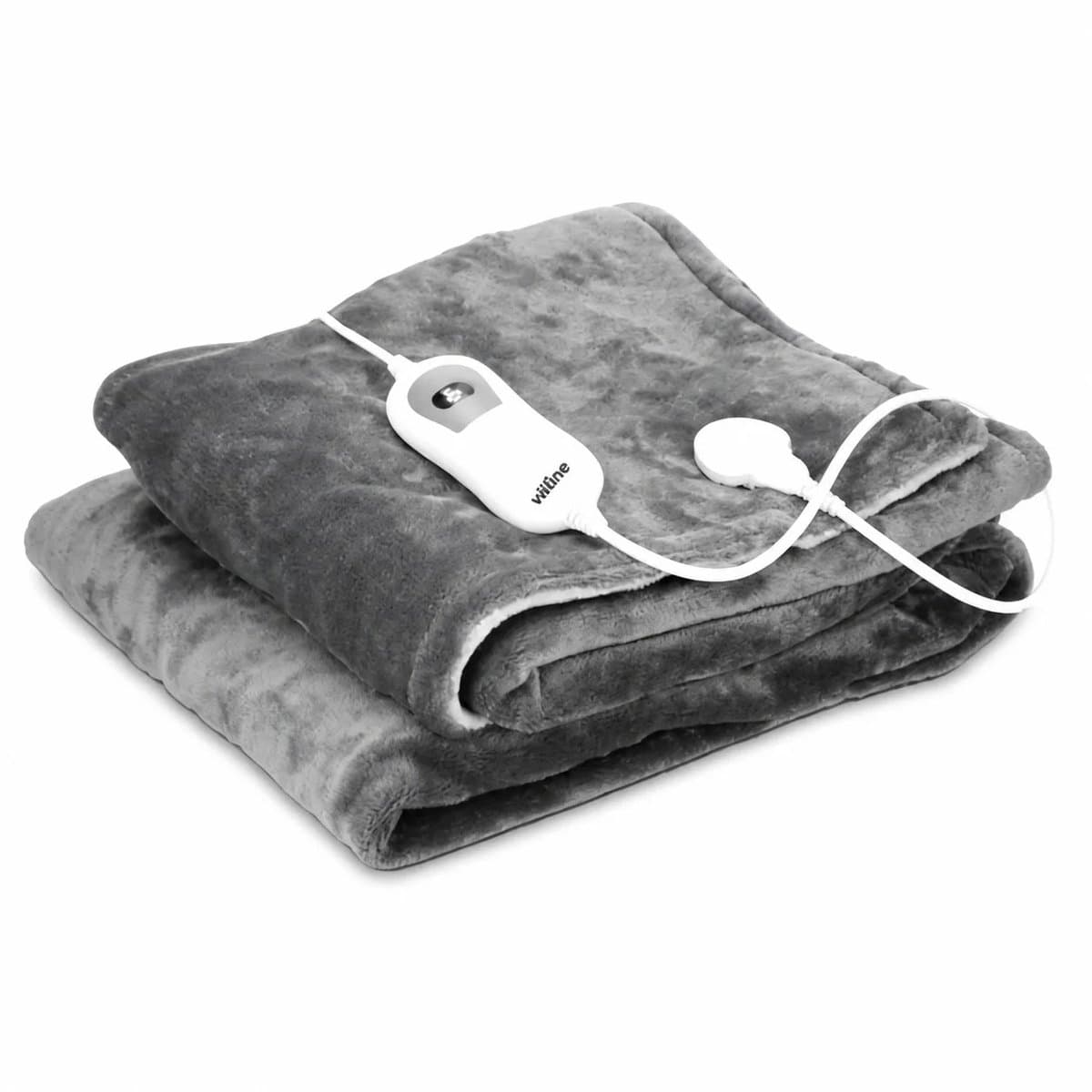 Niamora Elektrisch deken - Warmtedeken - Elektrische warmtedeken - Verwarmende deken - Grijs - 160x120 cm - 120W - 3 temperatuurstanden