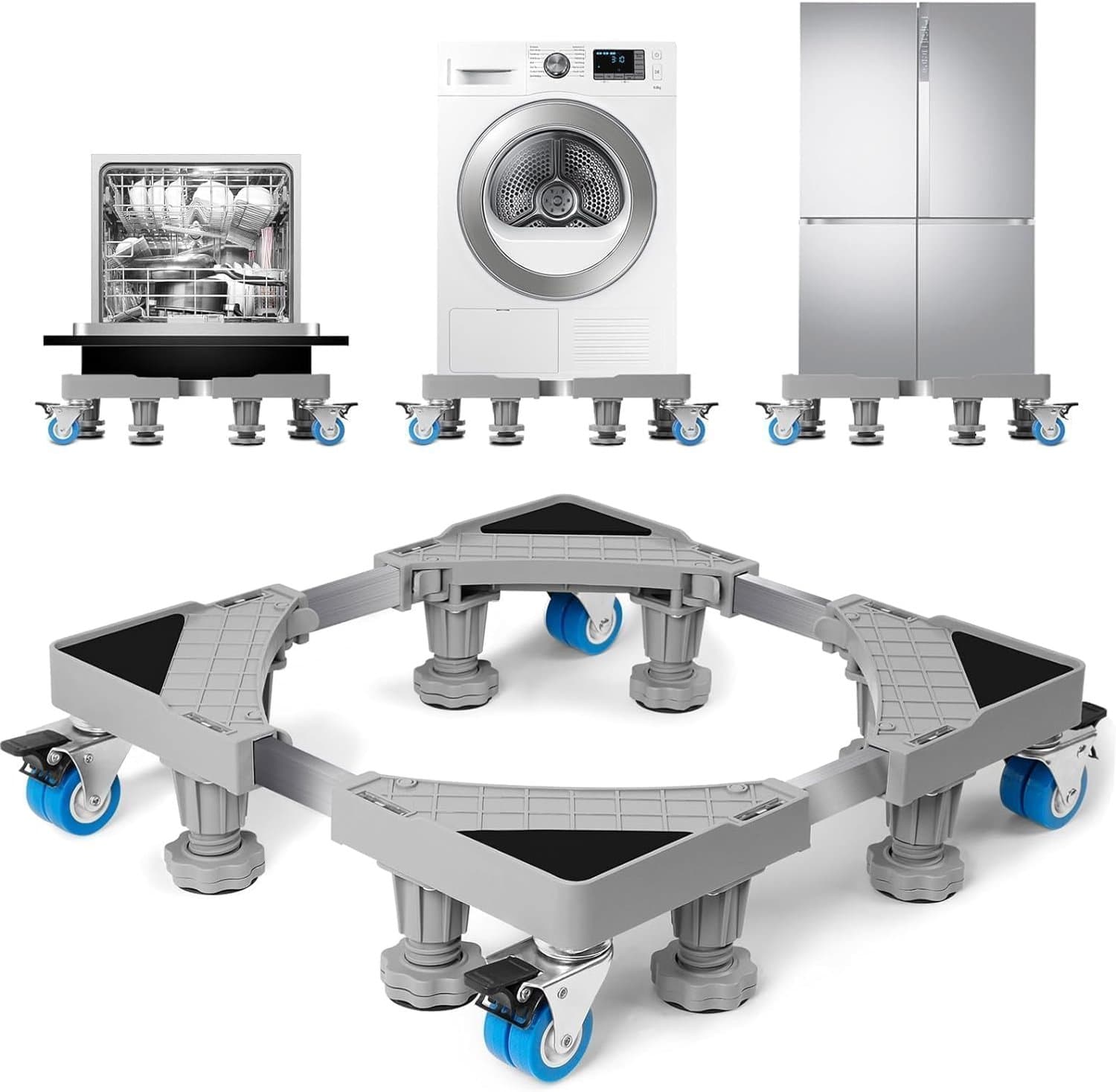 Zivano Wasmachine Verhoger - Wasmachine Onderstel - Wasmachine Sokkel - Grijs - 41cm x 41cm x 13cm
