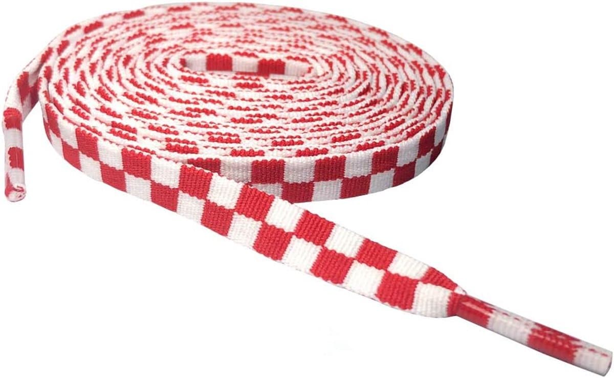 Schoenveters ruitpatroon veters van polyester tweekleurig plaid strepen, 120-140 CM